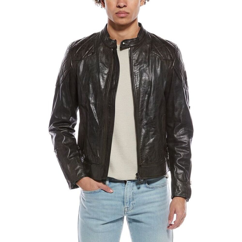 Belstaff Mens  Oulton Leather Jacket, Black